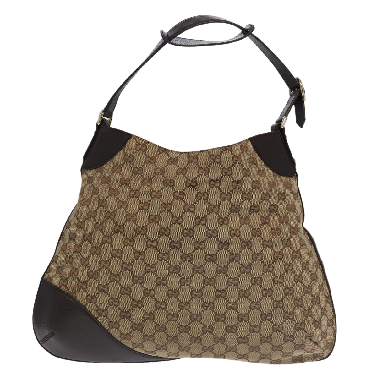 GUCCI GG Canvas Web Sherry Line Shoulder Bag Beige Gold 137386 Auth ep6107