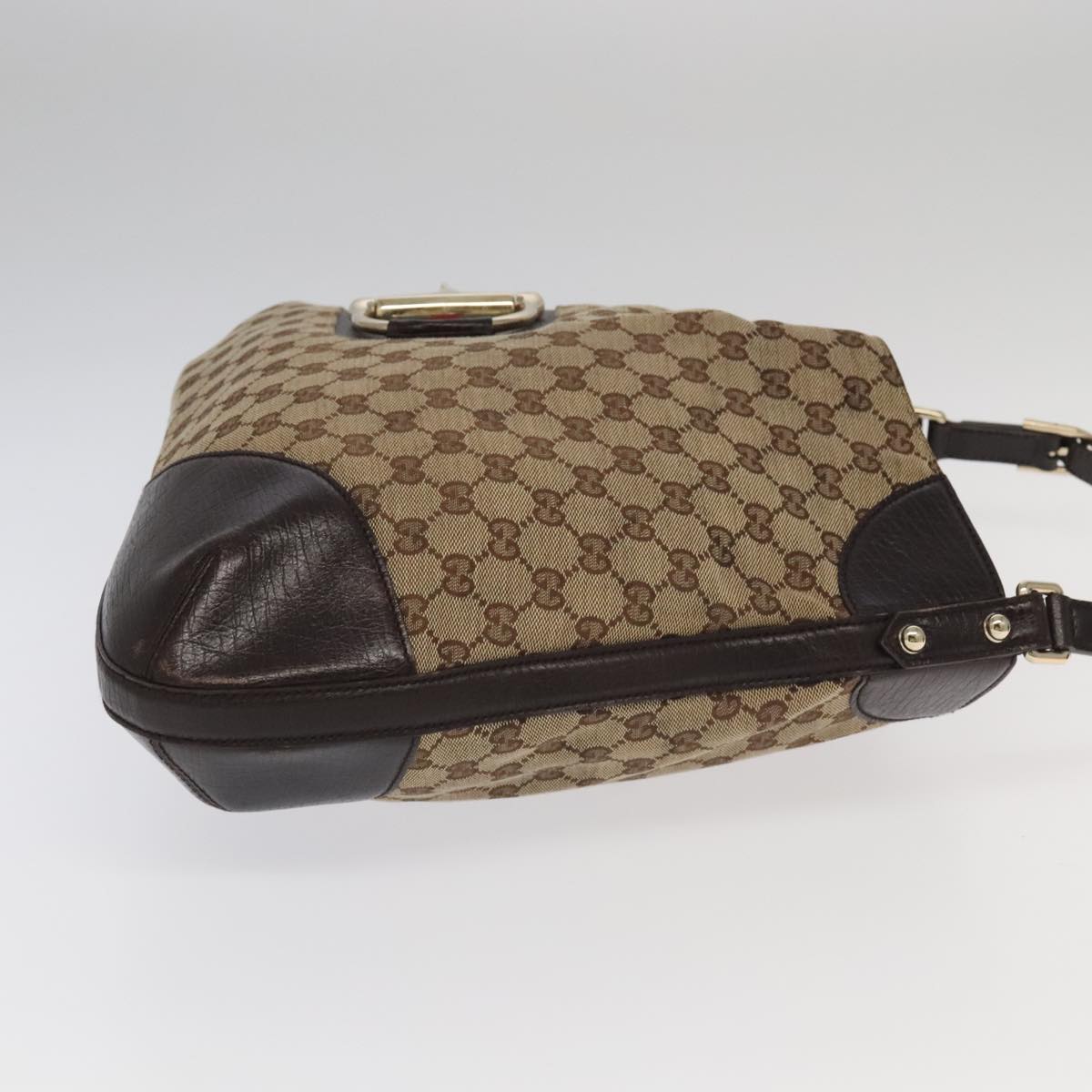 GUCCI GG Canvas Web Sherry Line Shoulder Bag Beige Gold 137386 Auth ep6107