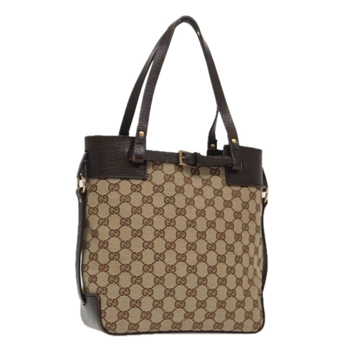 GUCCI GG Canvas Tote Bag Beige Gold 107757 Auth ep6111