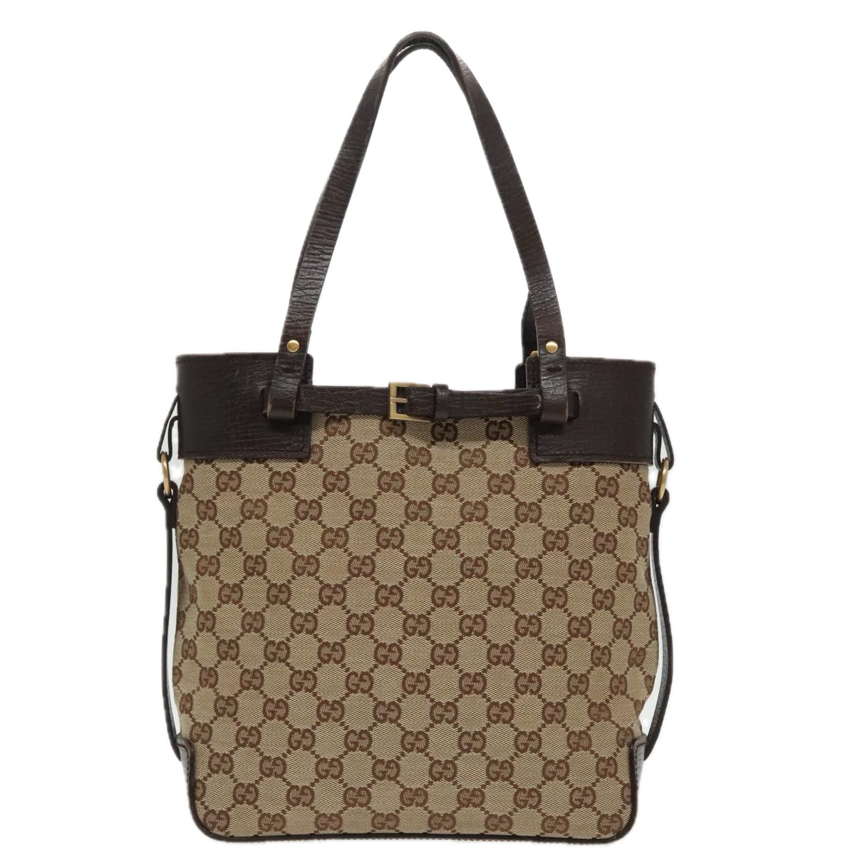 GUCCI GG Canvas Tote Bag Beige Gold 107757 Auth ep6111