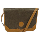 GUCCI Shoulder Bag Canvas Leather Brown Gold Auth ep6137-1