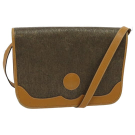 GUCCI Shoulder Bag Canvas Leather Brown Gold Auth ep6137