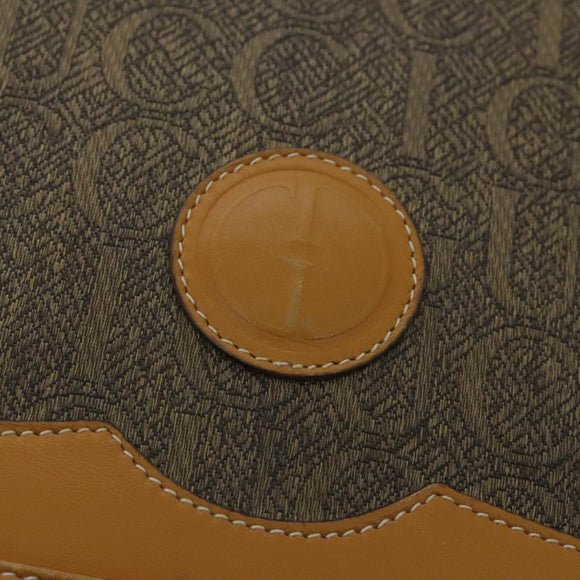 GUCCI Shoulder Bag Canvas Leather Brown Gold Auth ep6137