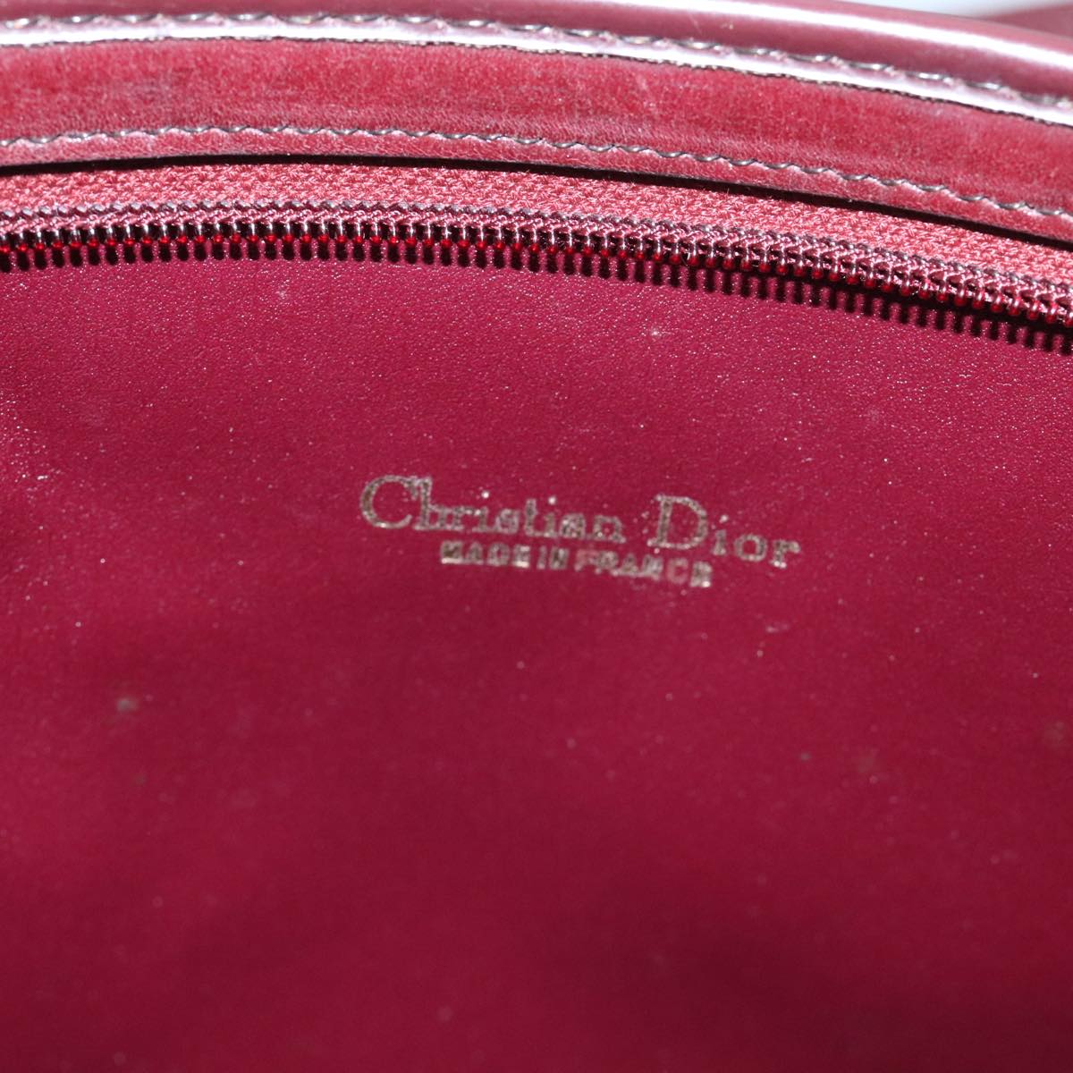 Christian Dior Shoulder Bag Nylon Leather Wine Red Gold Auth ep6143