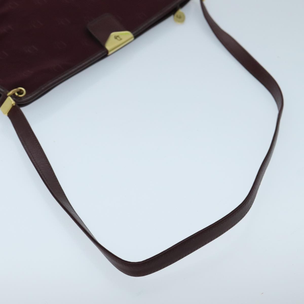 Christian Dior Shoulder Bag Nylon Leather Wine Red Gold Auth ep6143