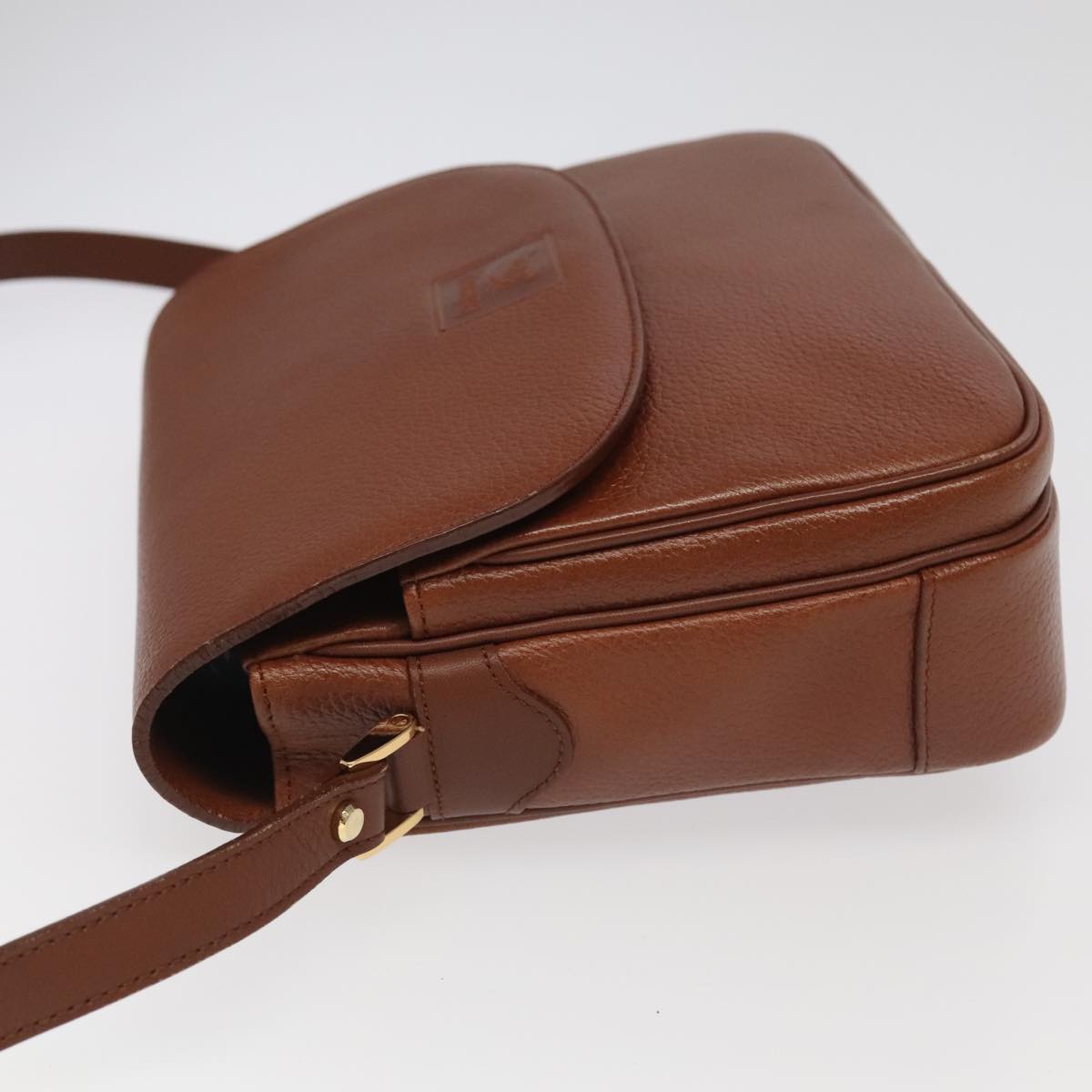 Burberrys Shoulder Bag Leather Gold Brown Auth ep6147