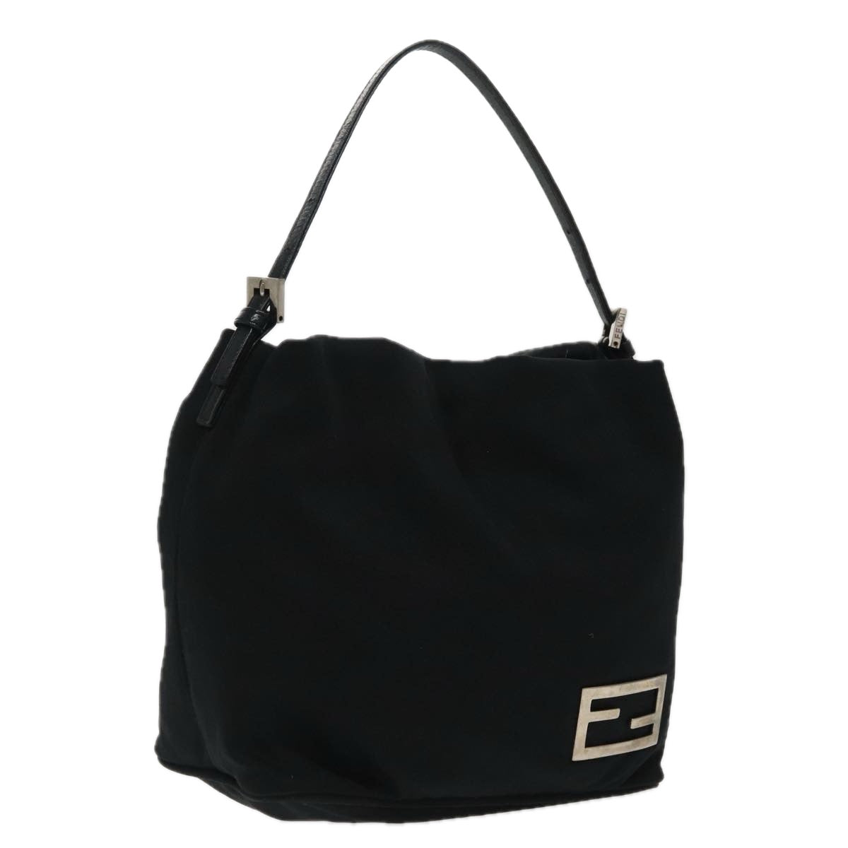 FENDI Hand Bag Nylon Black Silver Auth ep6150