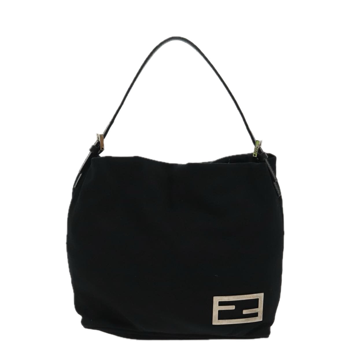 FENDI Hand Bag Nylon Black Silver Auth ep6150