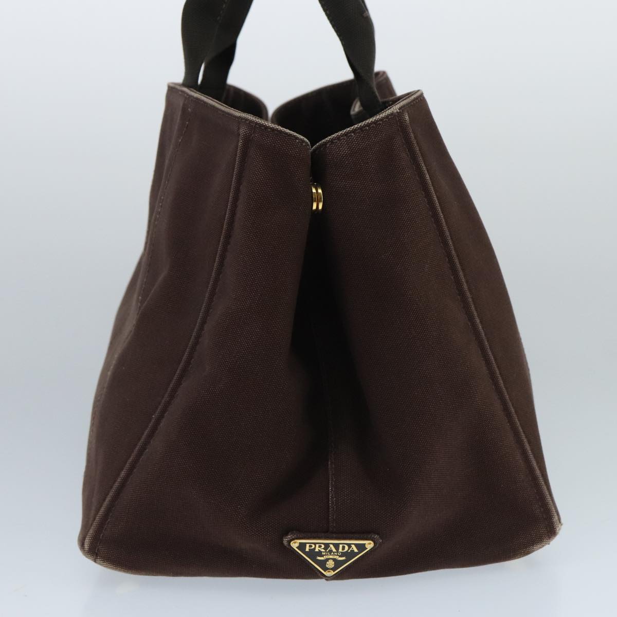 PRADA Canapa GM Hand Bag Canvas Brown Gold Auth ep6153