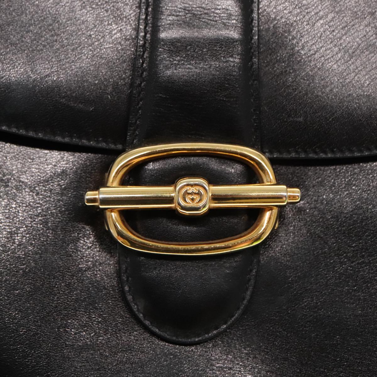 GUCCI Shoulder Bag Leather Black Auth ep6154