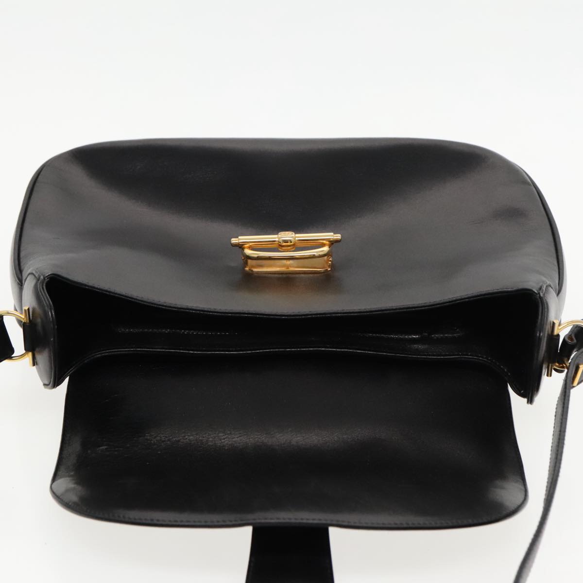 GUCCI Shoulder Bag Leather Black Auth ep6154