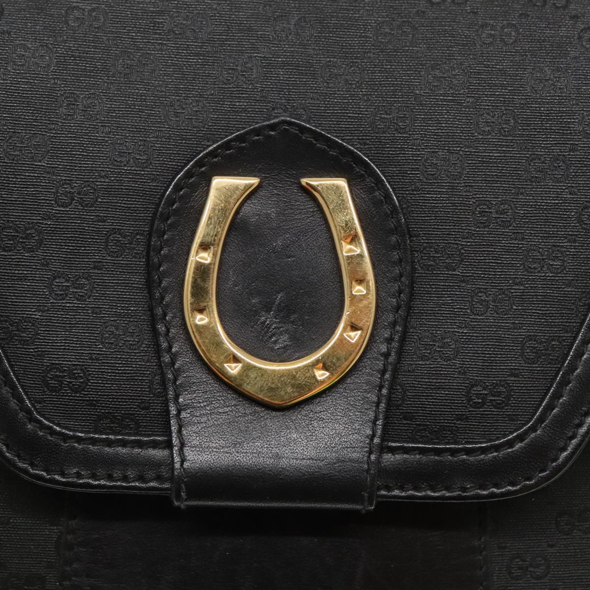 GUCCI Micro GG Canvas Shoulder Bag PVC Leather Black Auth ep6156