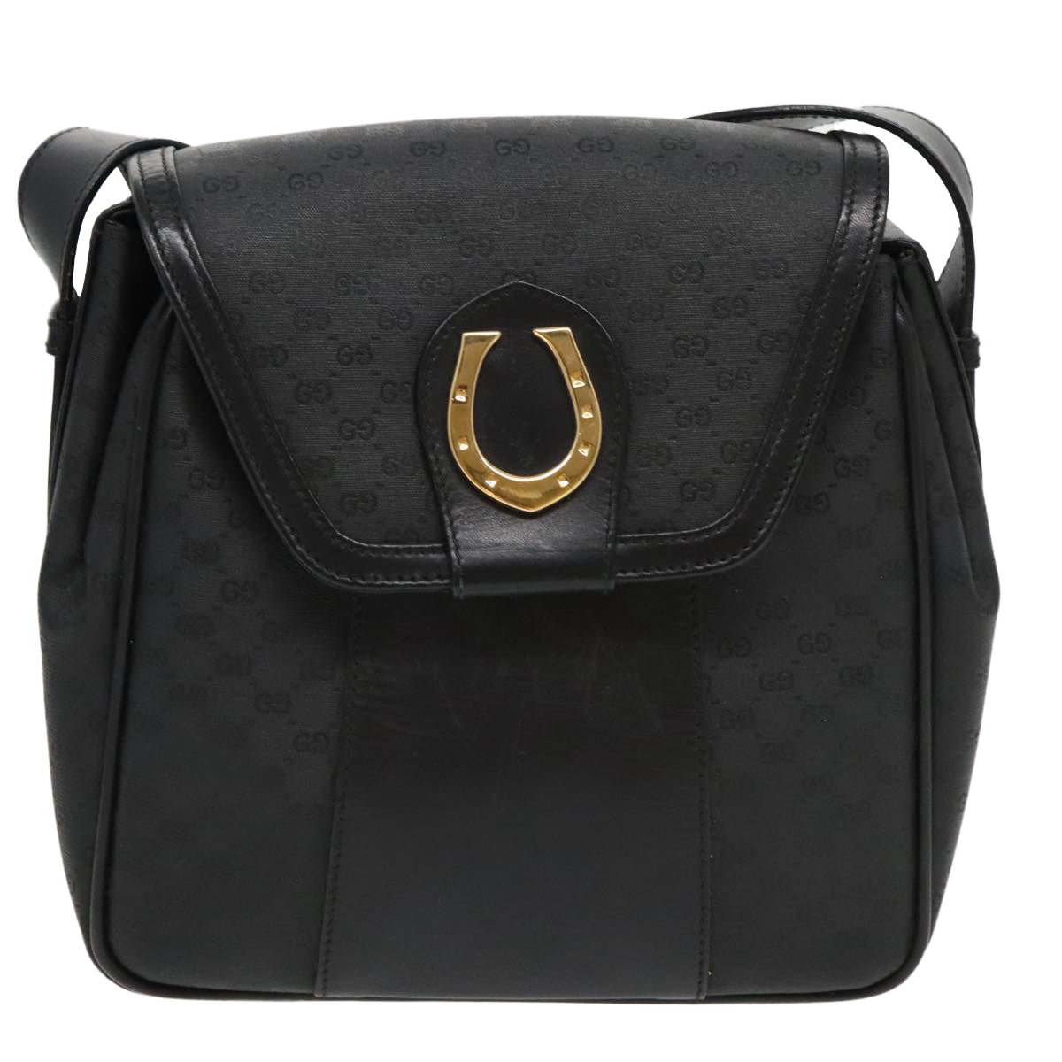 GUCCI Micro GG Canvas Shoulder Bag PVC Leather Black Auth ep6156 - 0