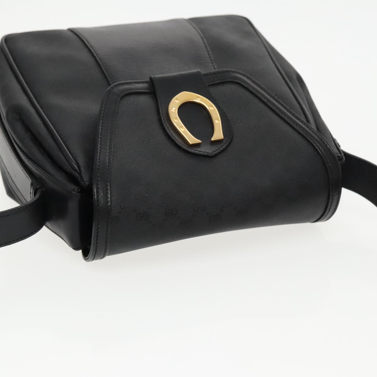 GUCCI Micro GG Canvas Shoulder Bag PVC Leather Black Auth ep6156