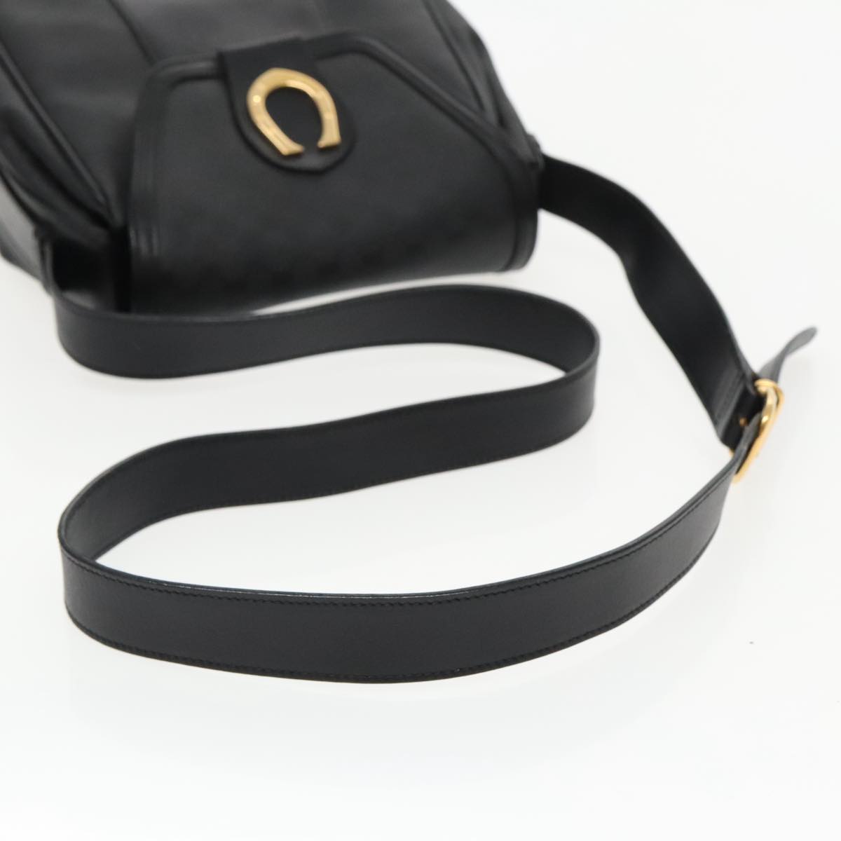 GUCCI Micro GG Canvas Shoulder Bag PVC Leather Black Auth ep6156