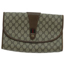 GUCCI GG Supreme Web Sherry Line Clutch Bag PVC Beige Red 89 01 031 Auth ep6161-13