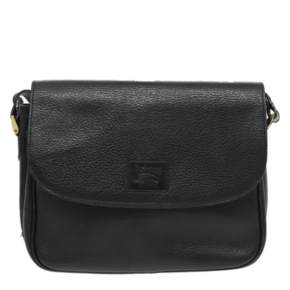 Burberrys Shoulder Bag Leather Black Auth ep6162