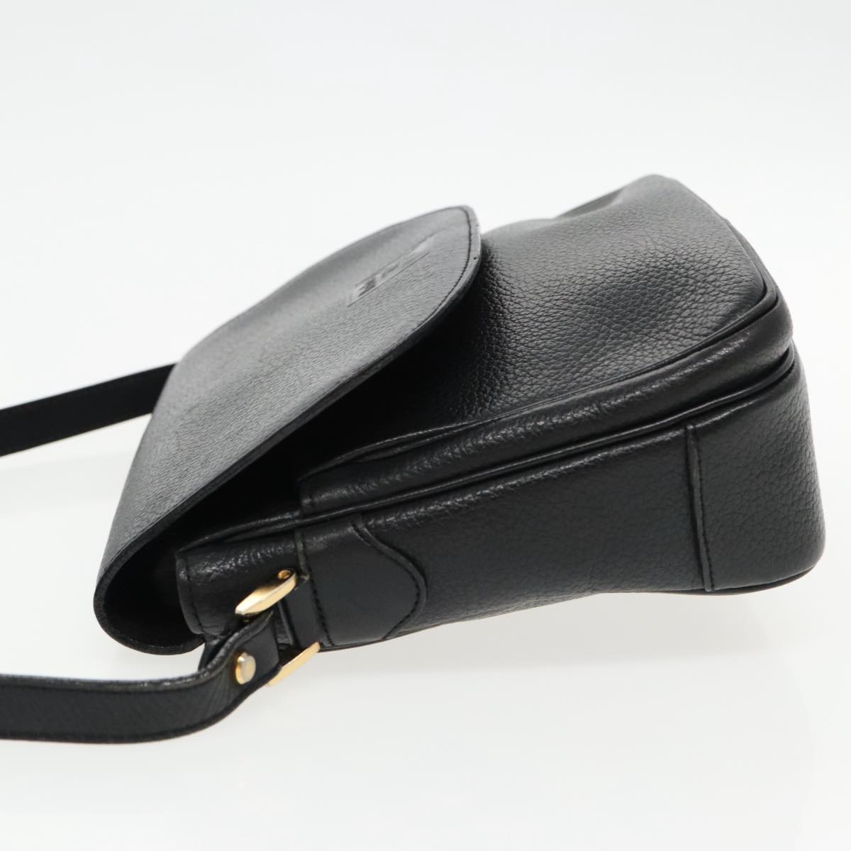 Burberrys Shoulder Bag Leather Black Auth ep6162