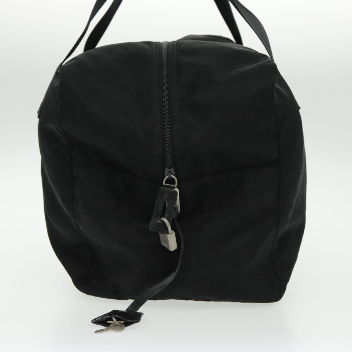 PRADA Boston Bag Nylon Black Silver Auth ep6164