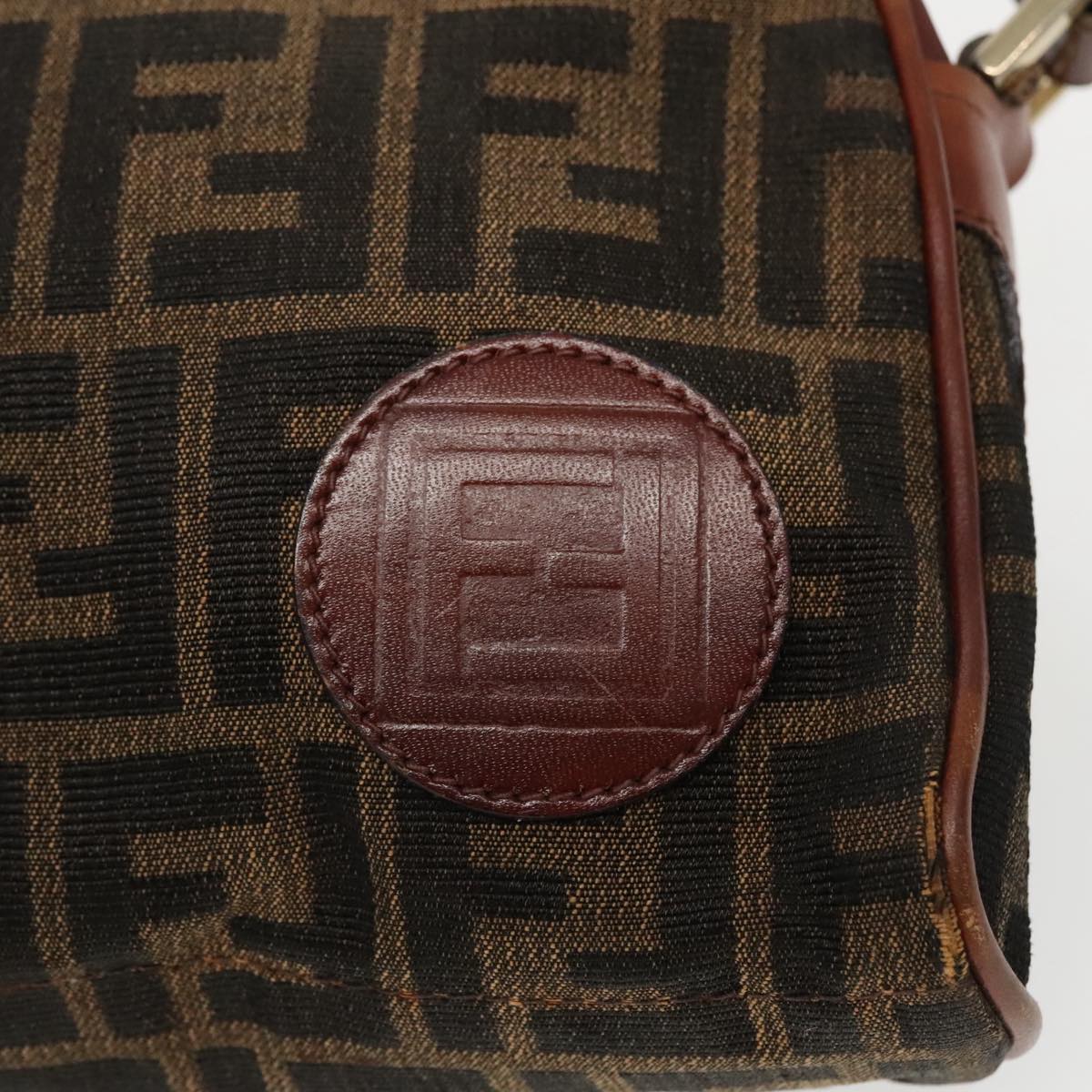 FENDI Zucca Canvas Shoulder Bag Vintage Black Brown Auth ep6165