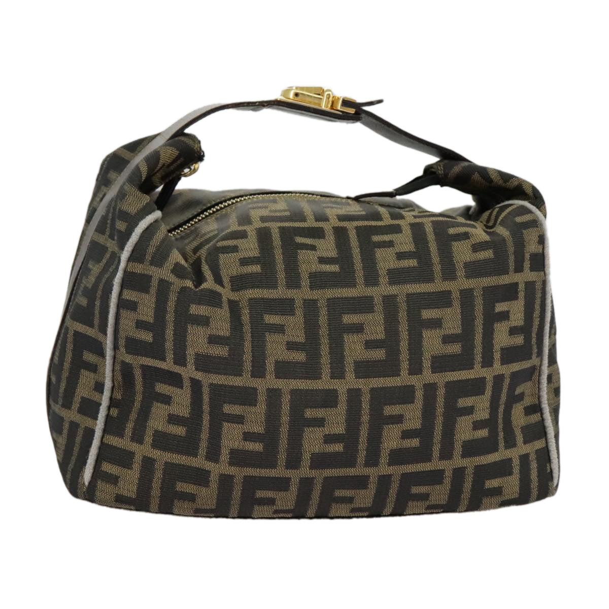 FENDI Zucca Canvas Hand Bag Black Brown Gold Auth ep6166