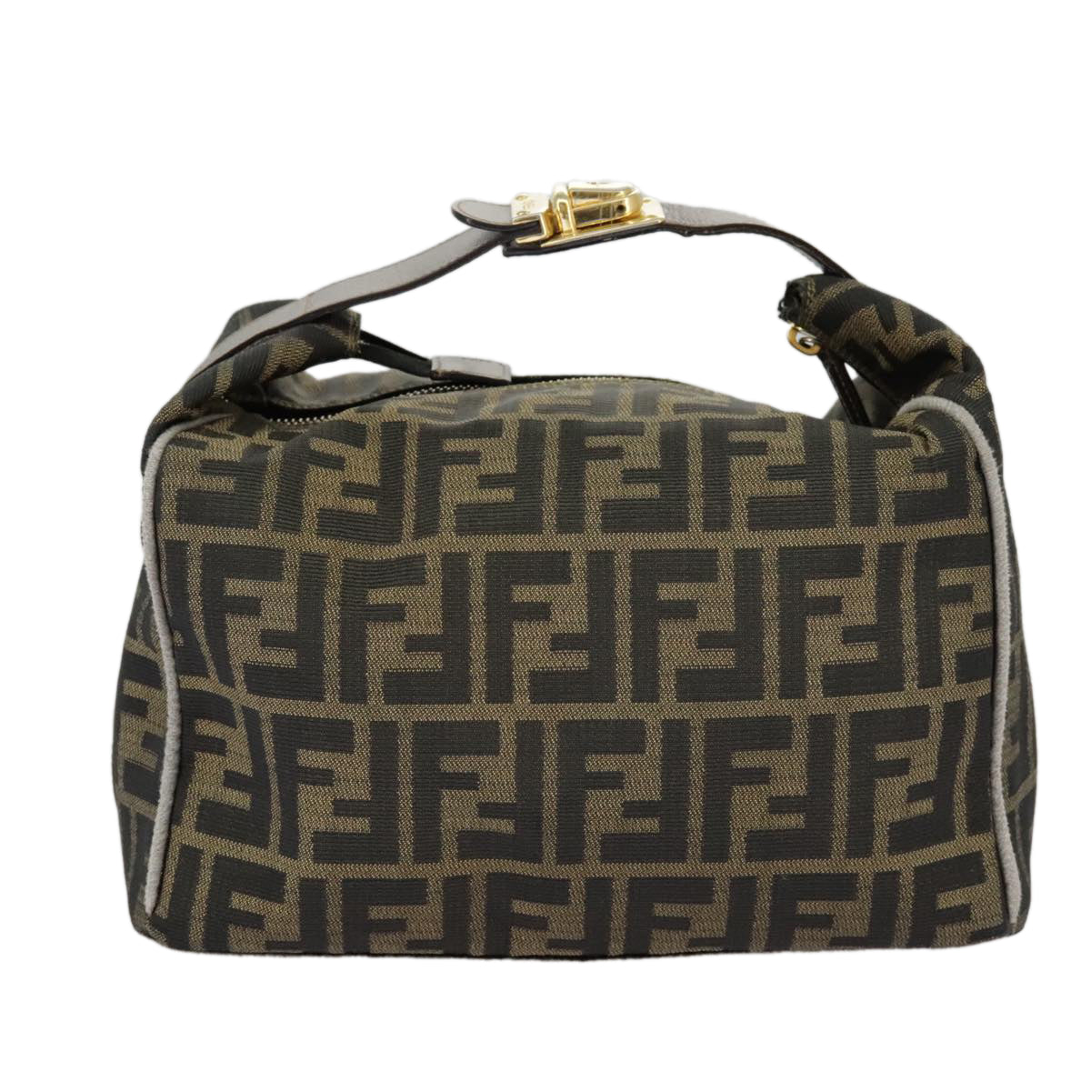 FENDI Zucca Canvas Hand Bag Black Brown Gold Auth ep6166 - 0