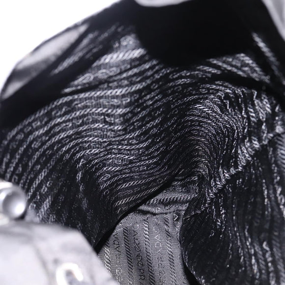 PRADA Rugzak Nylon Zwart Zilver Auth ep6168