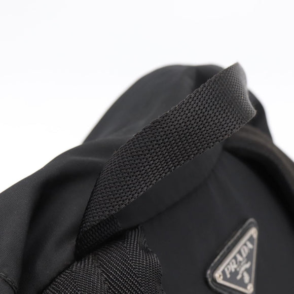 PRADA Rugzak Nylon Zwart Zilver Auth ep6168