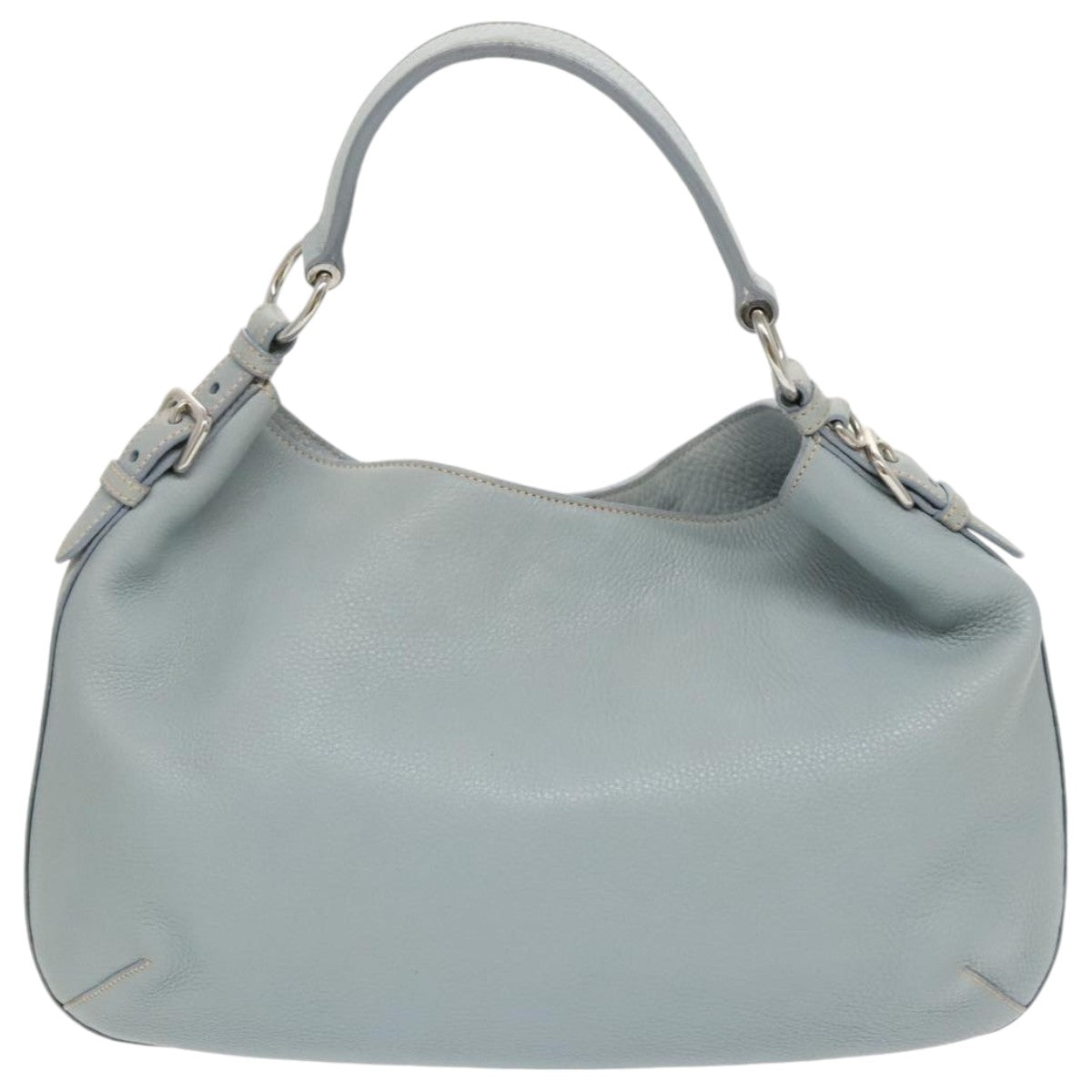 PRADA Hand Bag Leather Light Blue Silver Auth ep6171 - 0