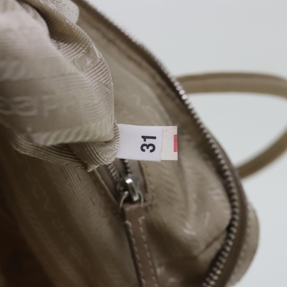 PRADA Hand Bag Nylon Beige Silver Auth ep6172