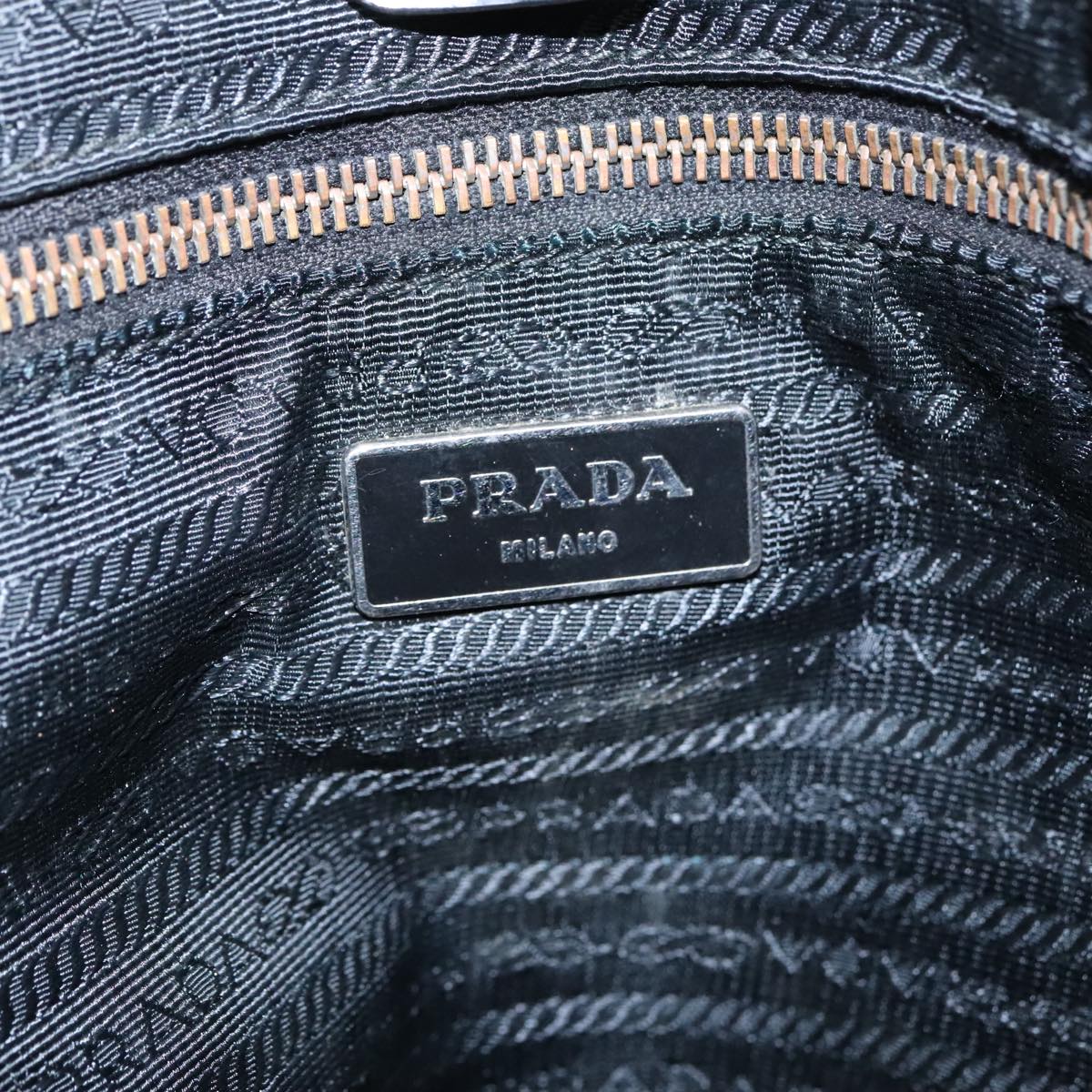 PRADA Tote Bag Nylon Black Silver Auth ep6175