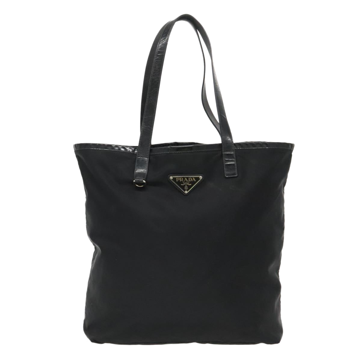 PRADA Tote Bag Nylon Black Silver Auth ep6175