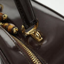 GUCCI Bamboo Vanity Pouch Enamel 2way Brown Gold 000 270 0323 Auth ep6182-15