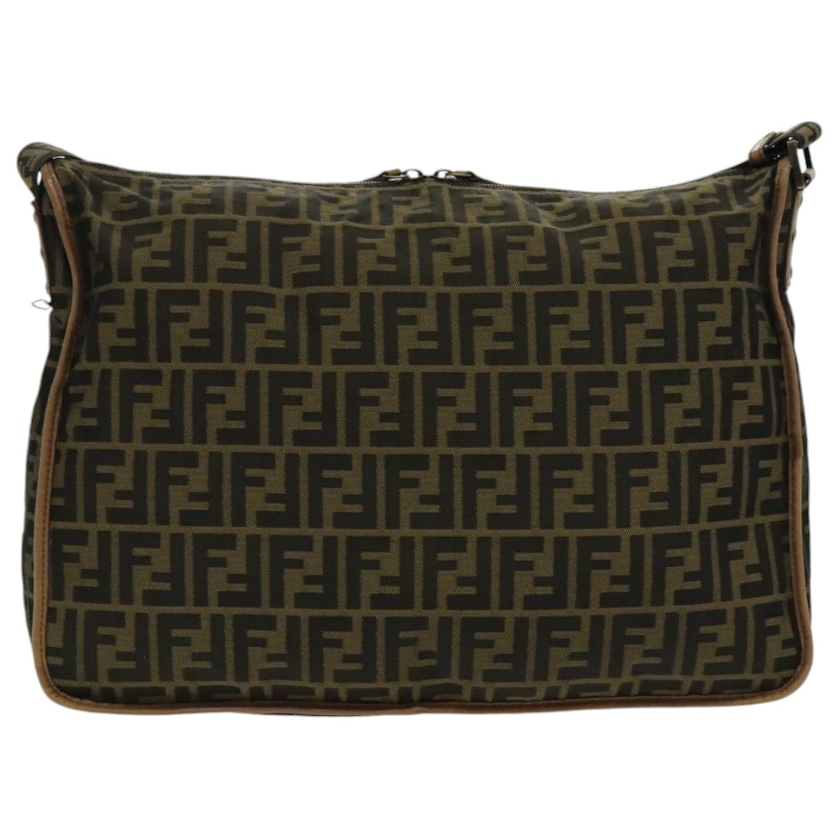 FENDI Zucca Canvas Shoulder Bag Black Brown Auth ep6186