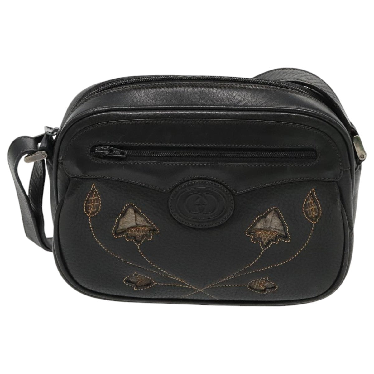 GUCCI Shoulder Bag PVC Leather Black Auth ep6190