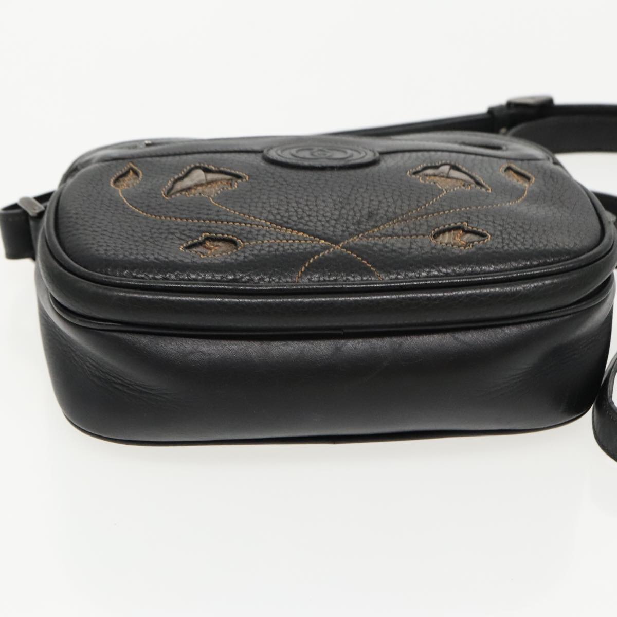 GUCCI Shoulder Bag PVC Leather Black Auth ep6190