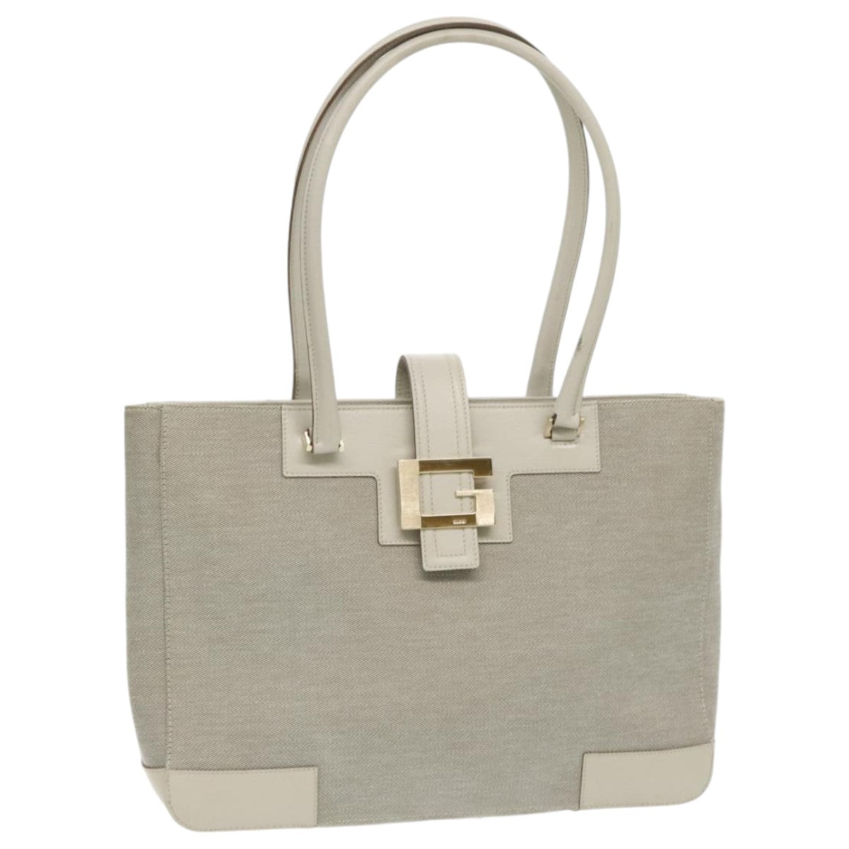 GUCCI Tote Bag Canvas Gray Gold 002 1109 Auth ep6193