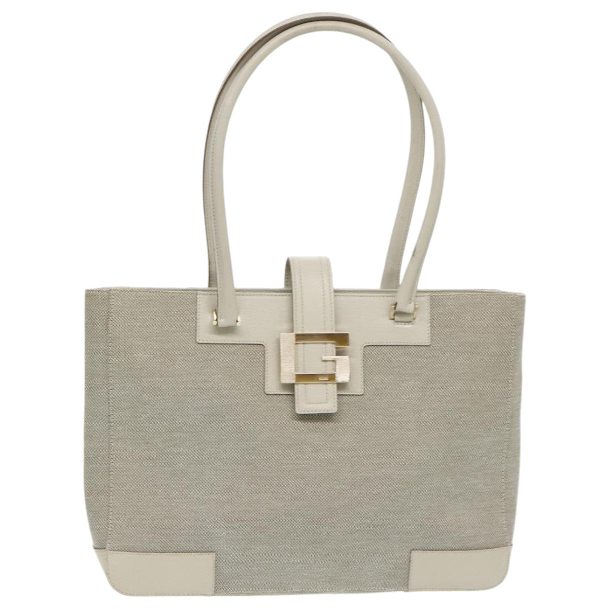 GUCCI Tote Bag Canvas Gray Gold 002 1109 Auth ep6193