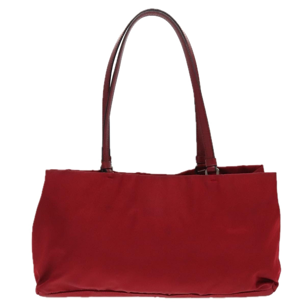 PRADA Tote Bag Nylon Red Silver Auth ep6194