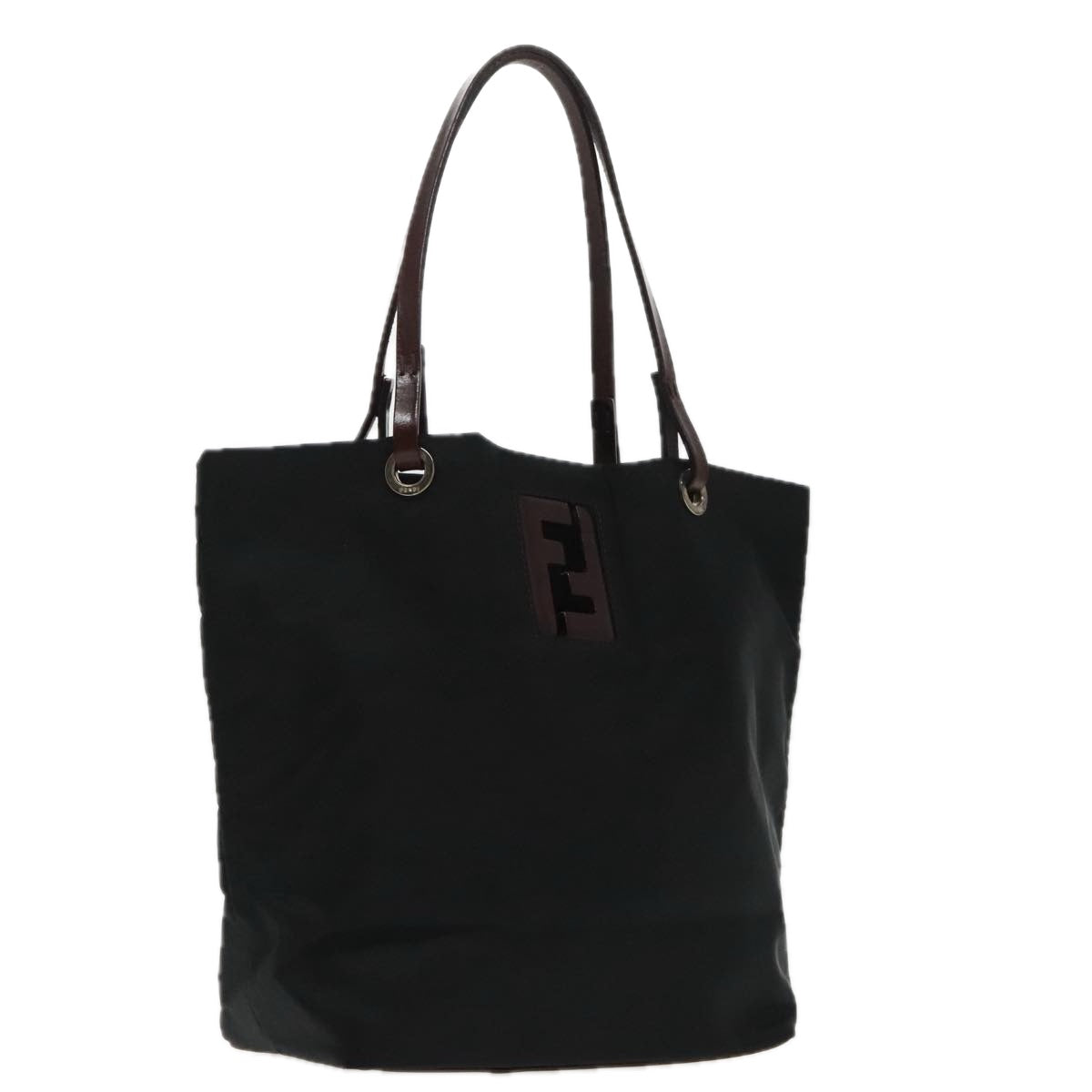 FENDI Hand Bag Nylon Black Silver Auth ep6196