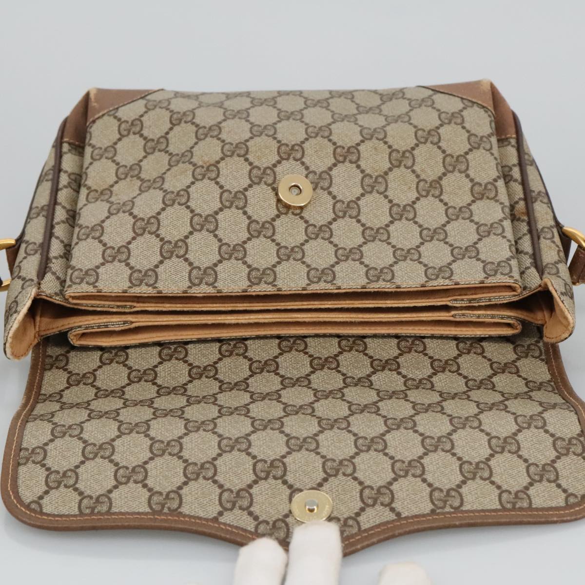 GUCCI GG Supreme Web Sherry Line Shoulder Bag PVC Beige 001 116 0844 Auth ep6198