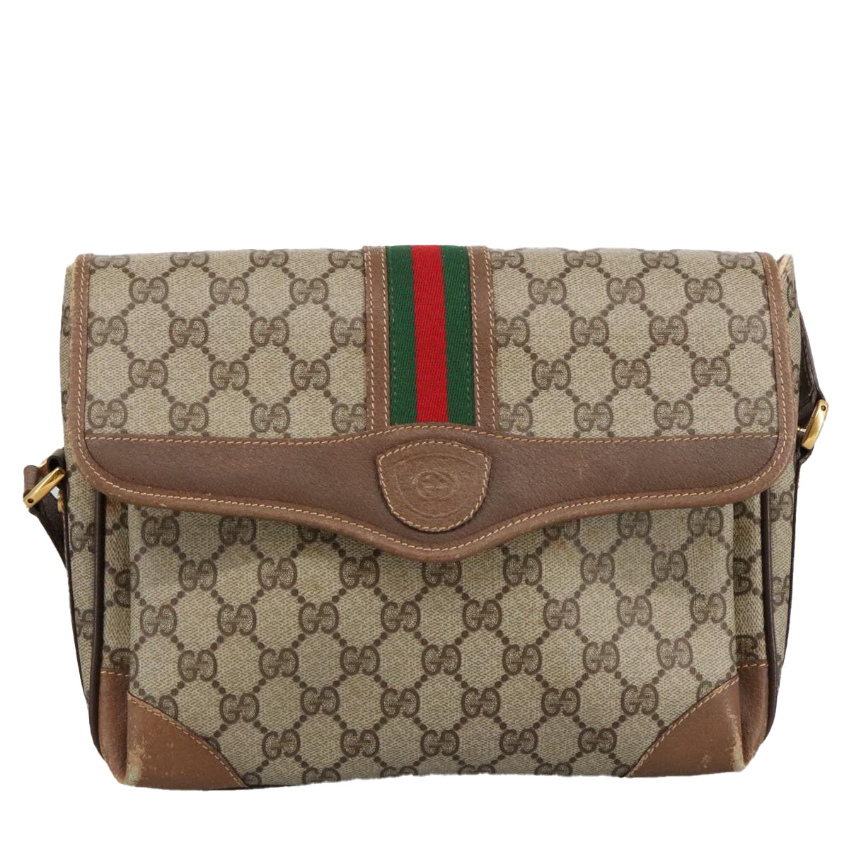 GUCCI GG Supreme Web Sherry Line Shoulder Bag PVC Beige 001 116 0844 Auth ep6198 - 0