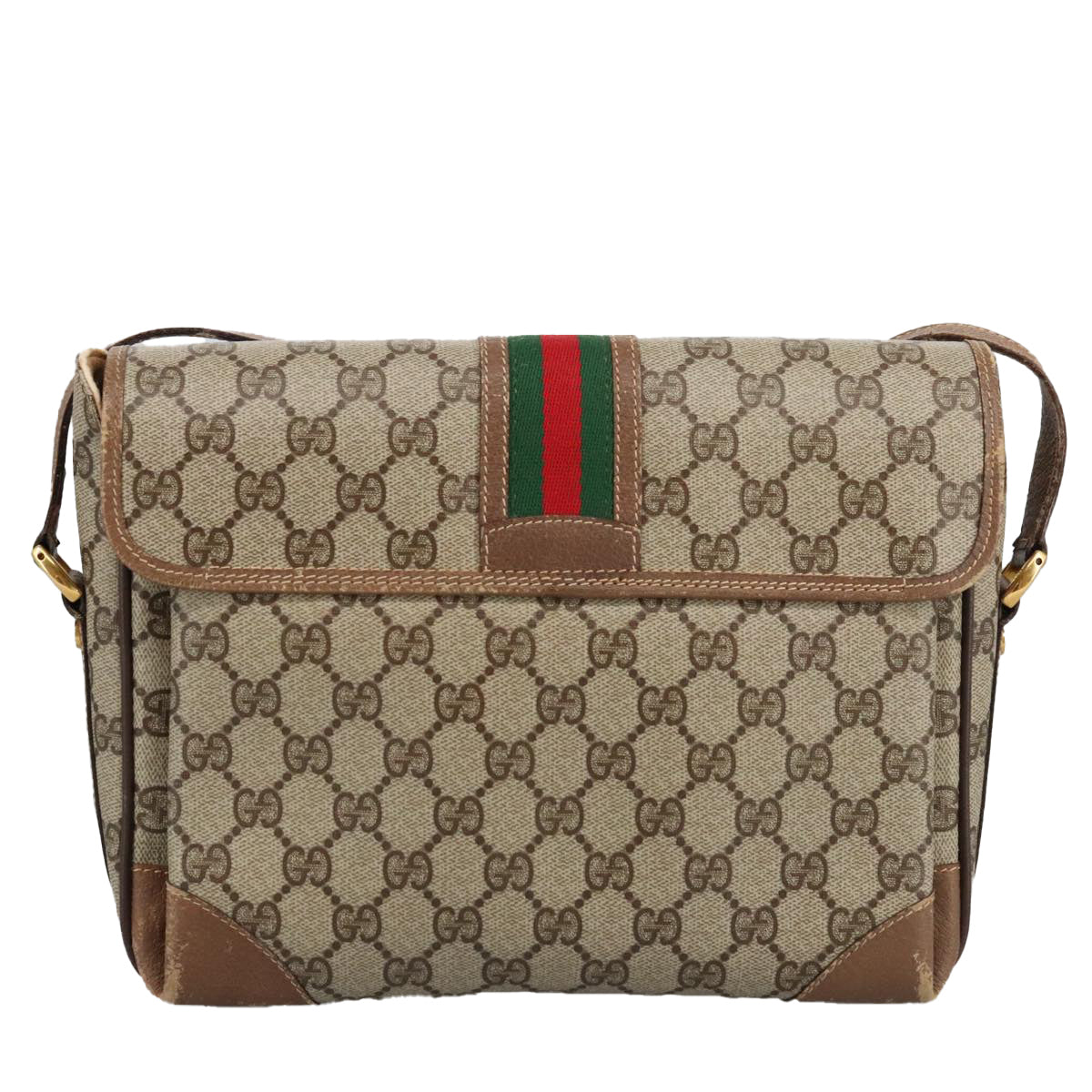 GUCCI GG Supreme Web Sherry Line Shoulder Bag PVC Beige 001 116 0844 Auth ep6198