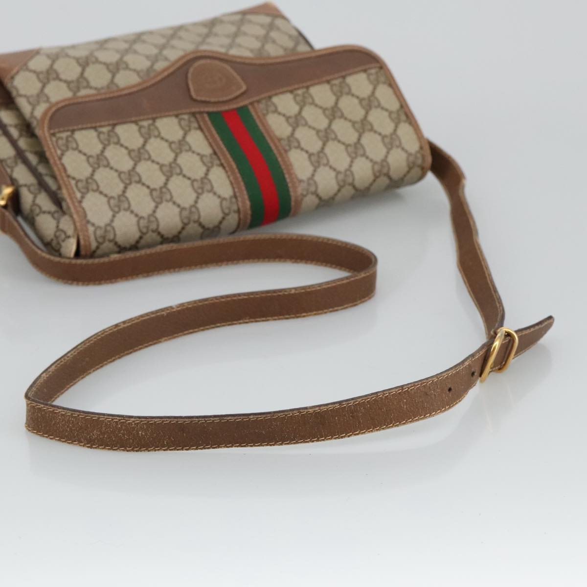 GUCCI GG Supreme Web Sherry Line Shoulder Bag PVC Beige 001 116 0844 Auth ep6198