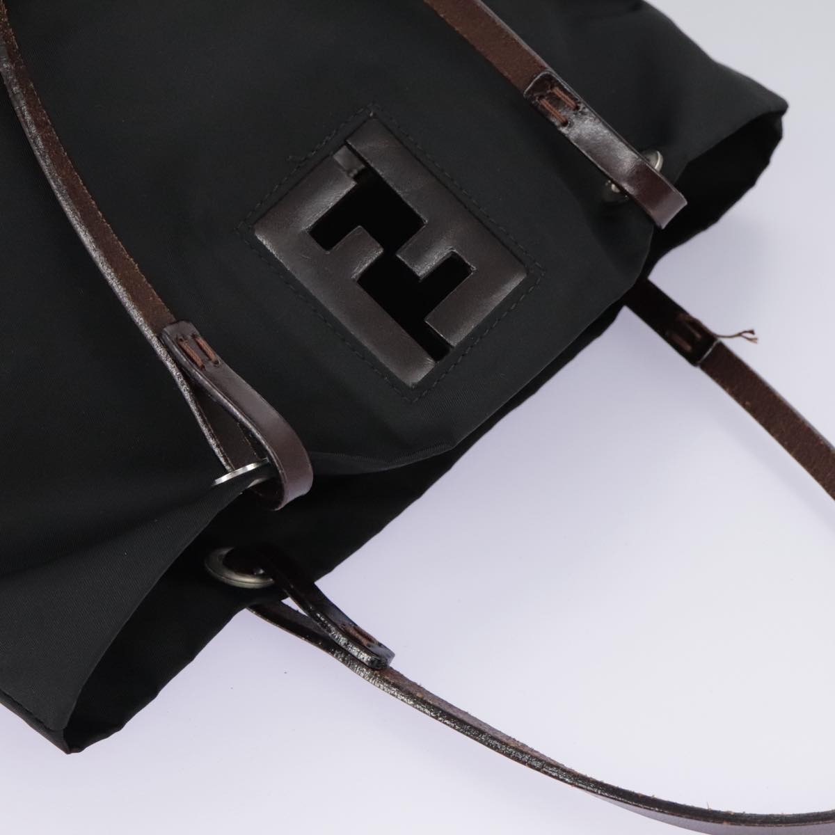 FENDI Hand Bag Nylon Black Auth ep6199