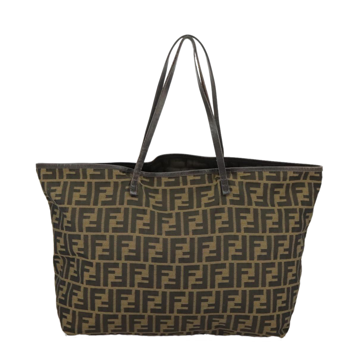 FENDI Zucca Canvas Tote Bag Brown Black Auth ep6212 - 0