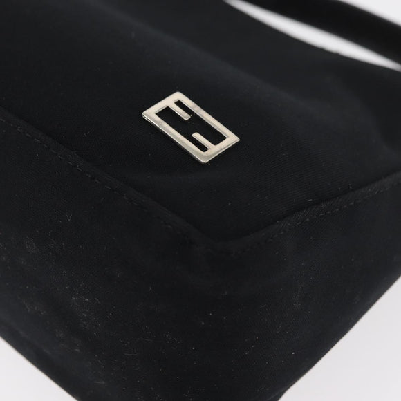 FENDI Hand Bag Nylon Black Silver Auth ep6217
