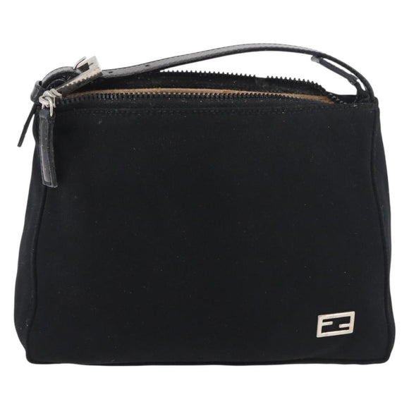 FENDI Hand Bag Nylon Black Silver Auth ep6217