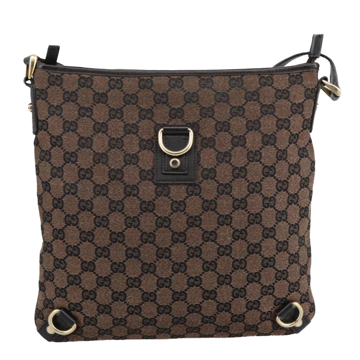 GUCCI GG Canvas Abbey Shoulder Bag Brown Gold 272400 Auth ep6249