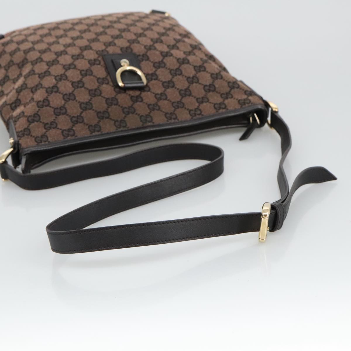 GUCCI GG Canvas Abbey Shoulder Bag Brown Gold 272400 Auth ep6249